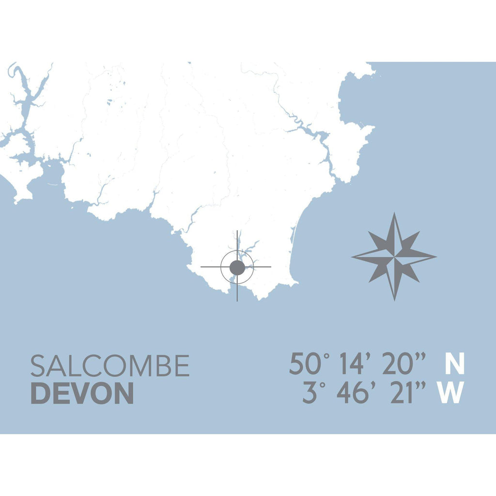 Salcombe Coastal Map Print-SeaKisses
