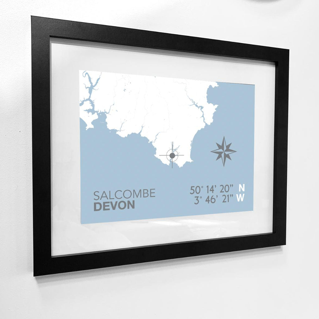 Salcombe Coastal Map Print-SeaKisses