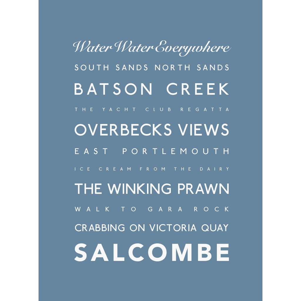 Salcombe Typographic Travel Print- Coastal Wall Art /Poster-SeaKisses