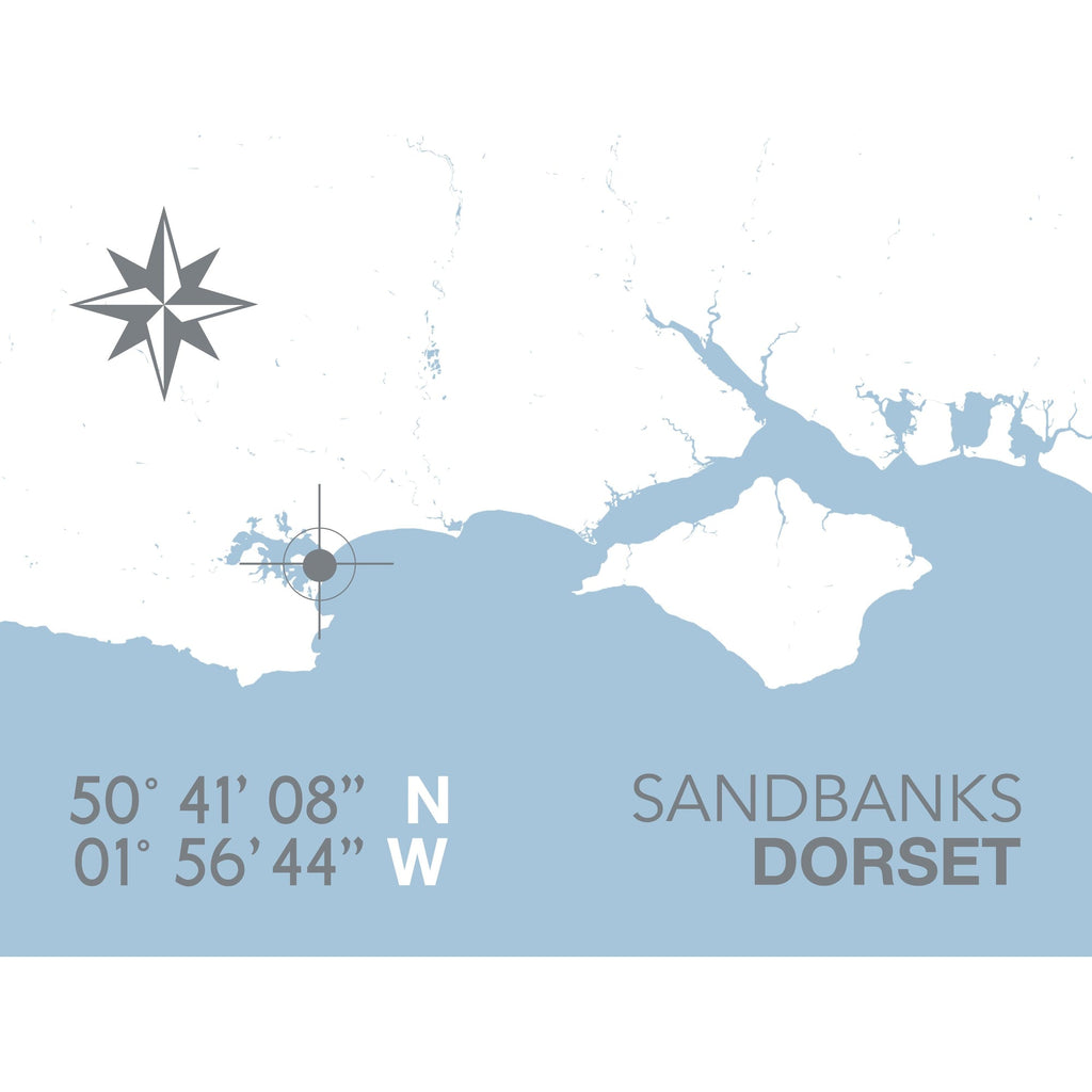 Sandbanks Map Travel Print- Coastal Wall Art /Poster-SeaKisses