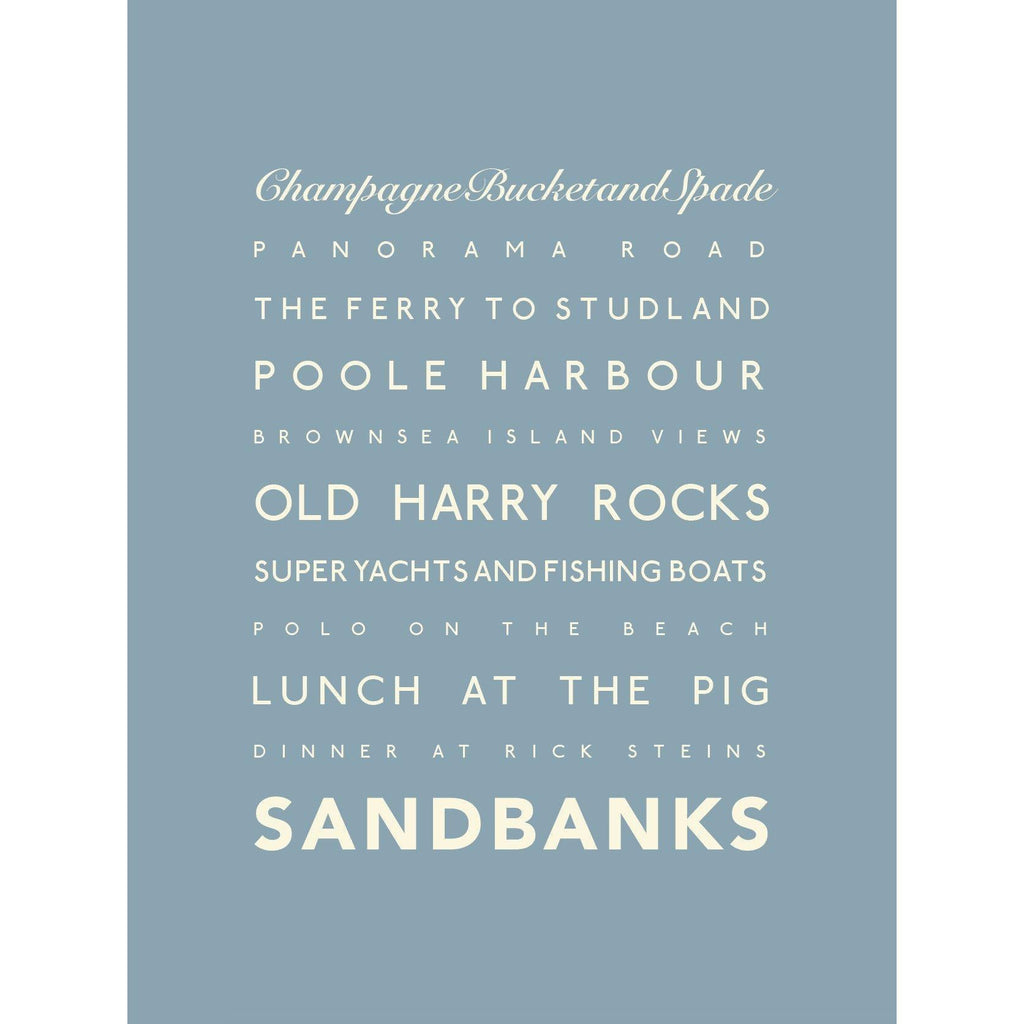 Sandbanks Typographic Travel Print- Coastal Wall Art /Poster-SeaKisses