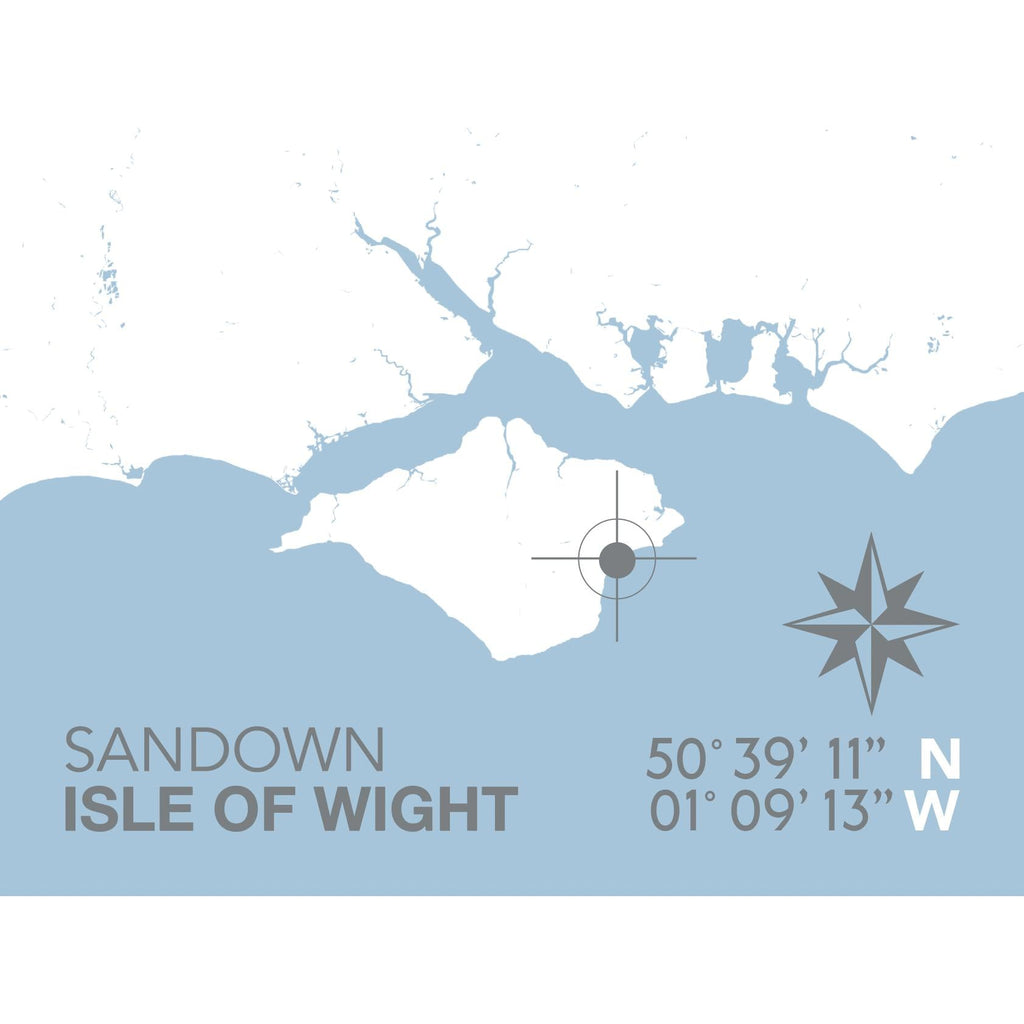 Sandown Map Travel Print- Coastal Wall Art /Poster-SeaKisses