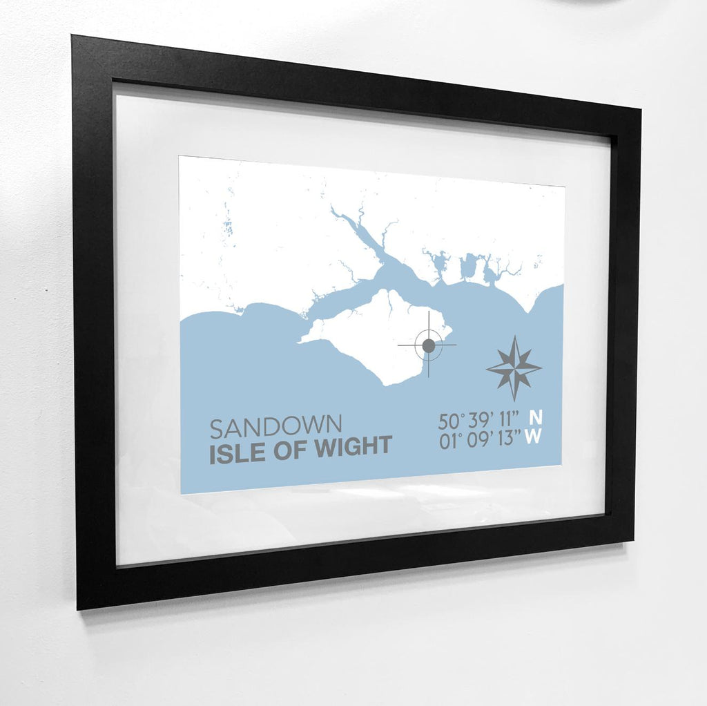 Sandown Map Travel Print- Coastal Wall Art /Poster-SeaKisses