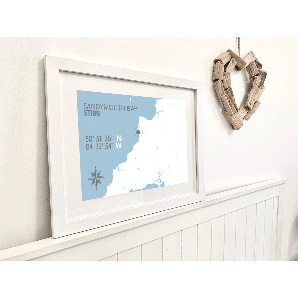 Sandymouth Bay Coastal Map Print-SeaKisses