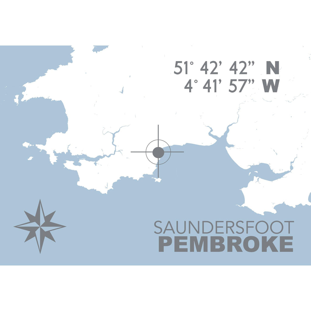 Saundersfoot Coastal Map Print-SeaKisses