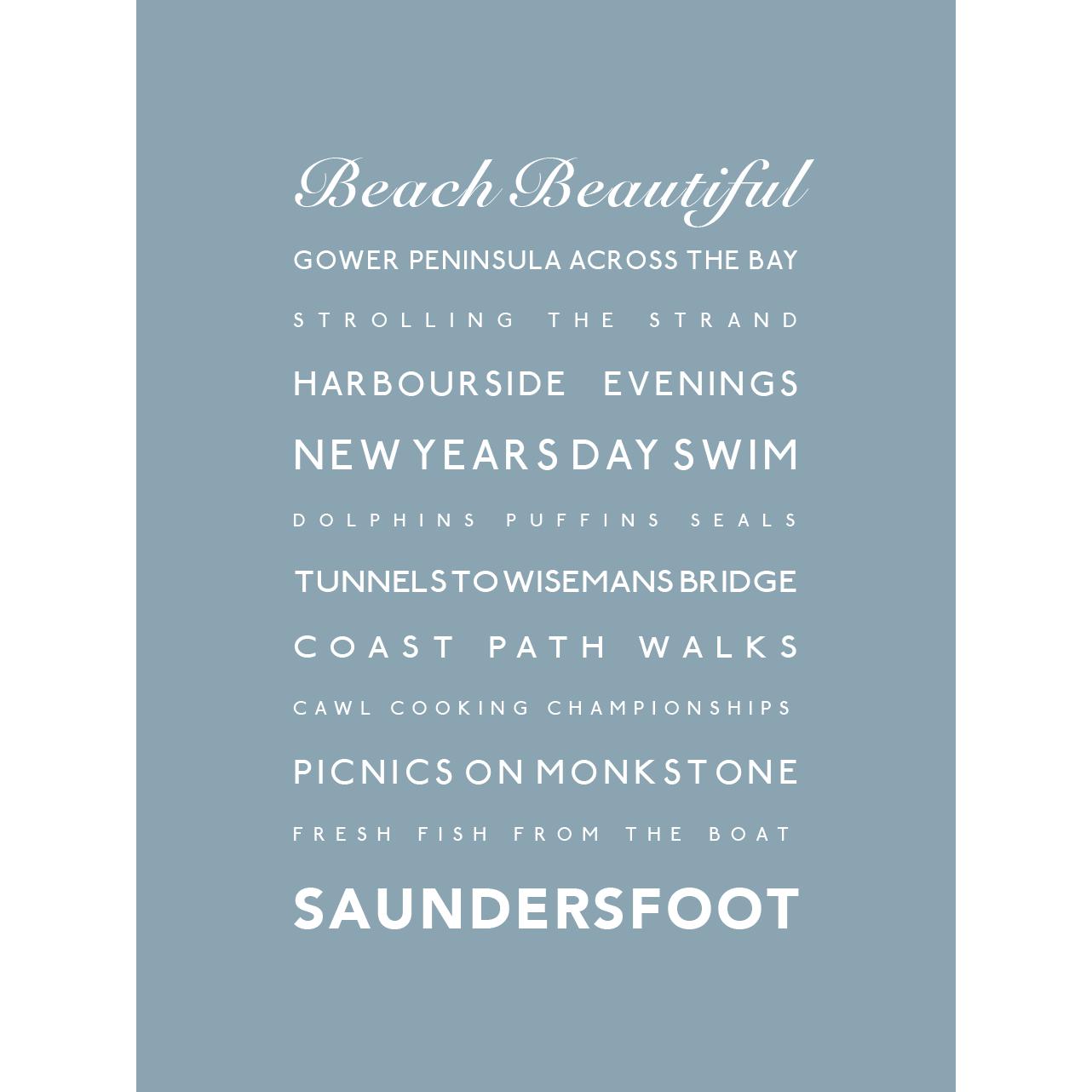 Saundersfoot Typographic Print-SeaKisses