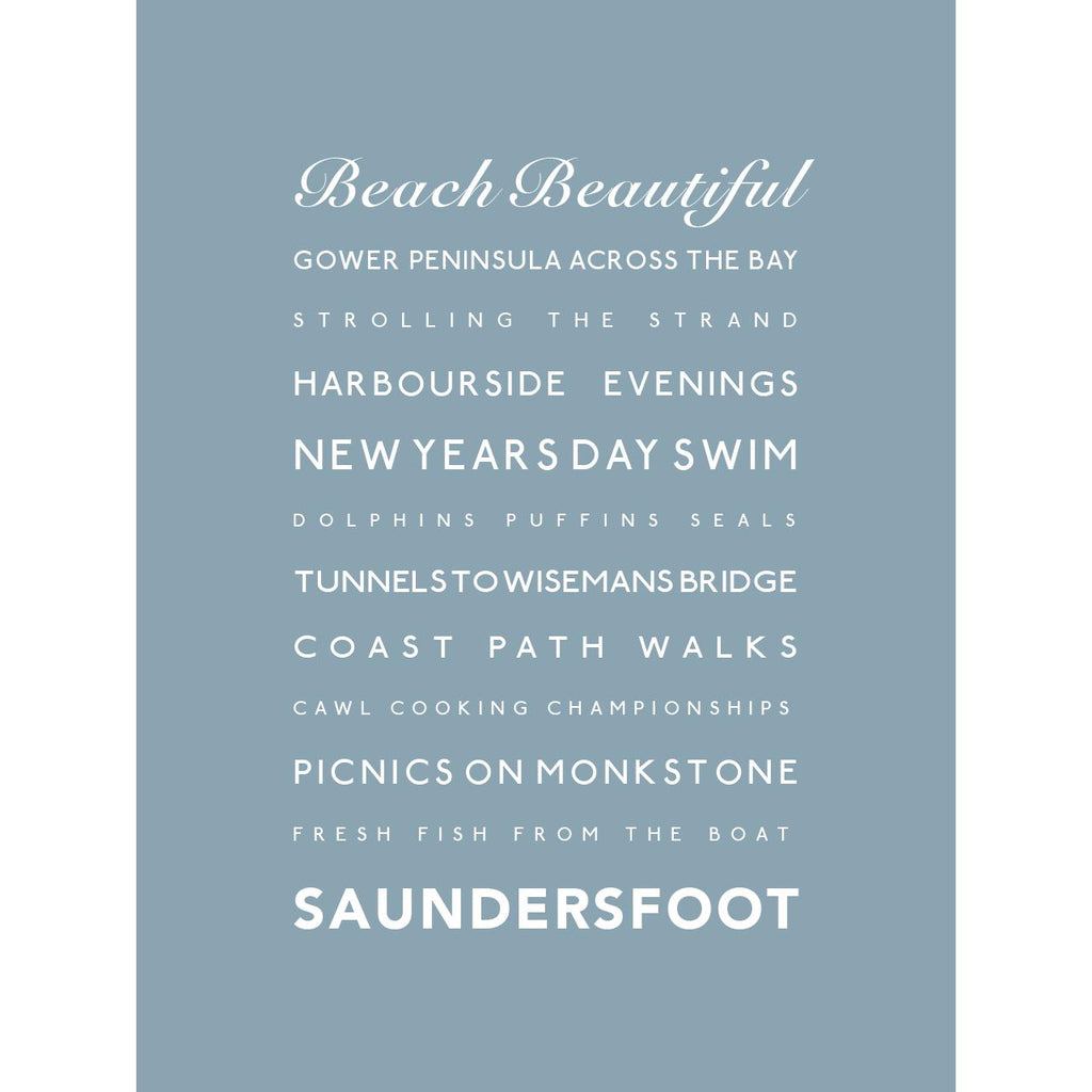 Saundersfoot Typographic Print-SeaKisses