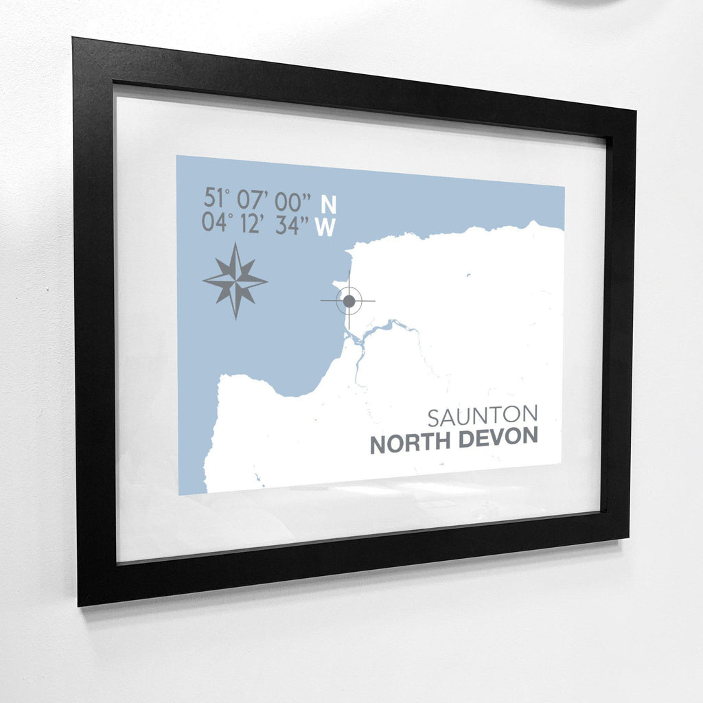 Saunton Coastal Map Print-SeaKisses