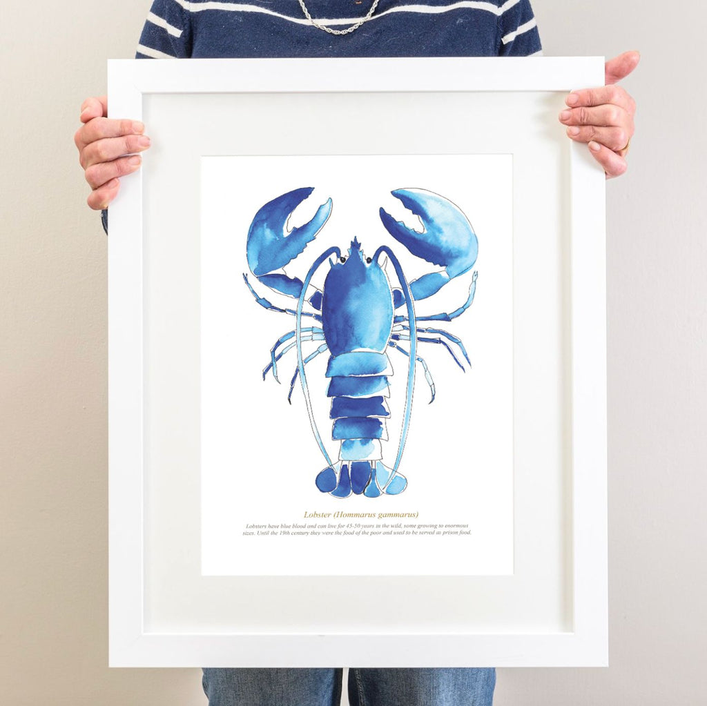 Lobster Watercolour Print SeaKisses Wall Art-SeaKisses