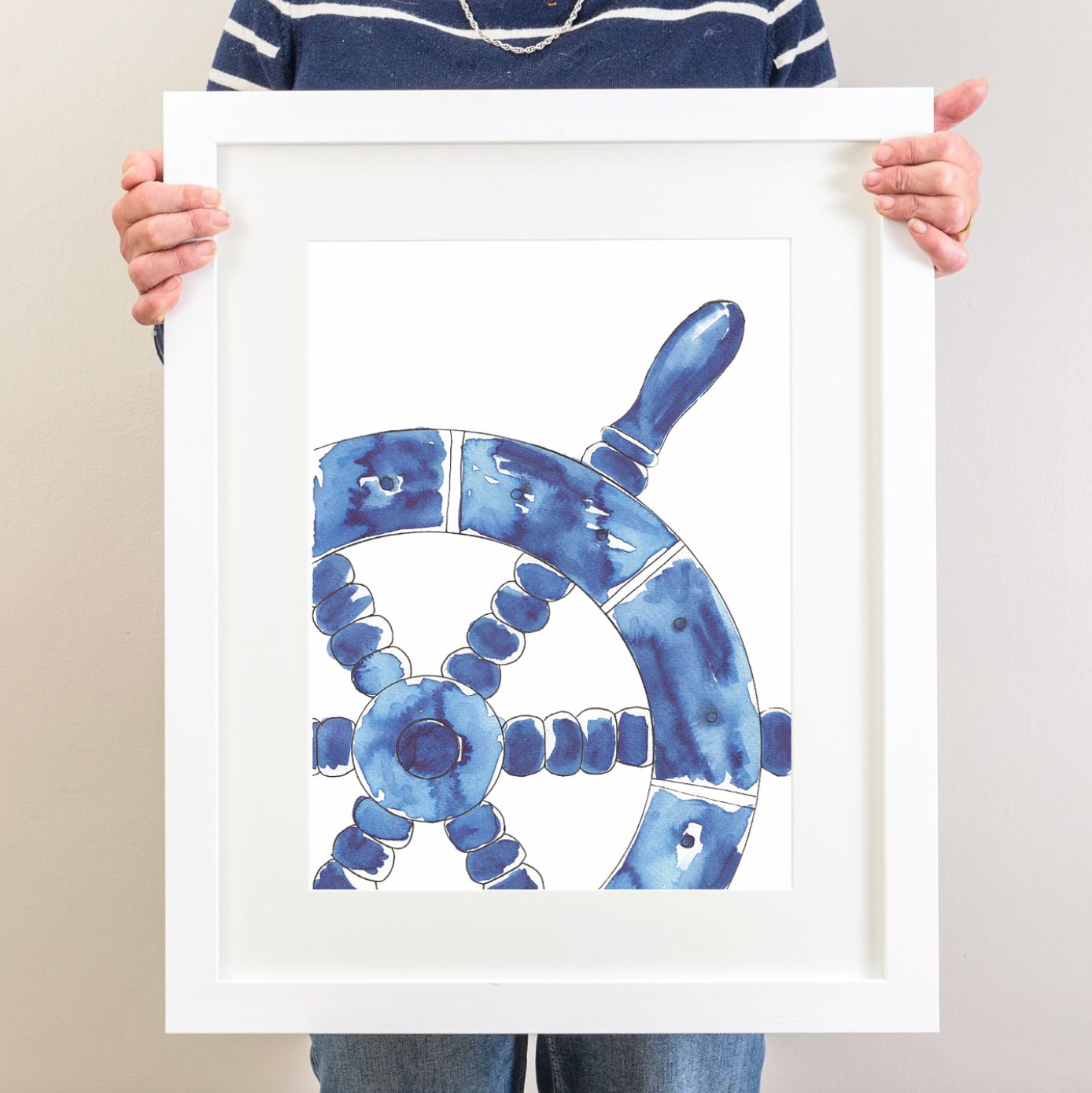 Ship's Wheel Watercolour Print-SeaKisses