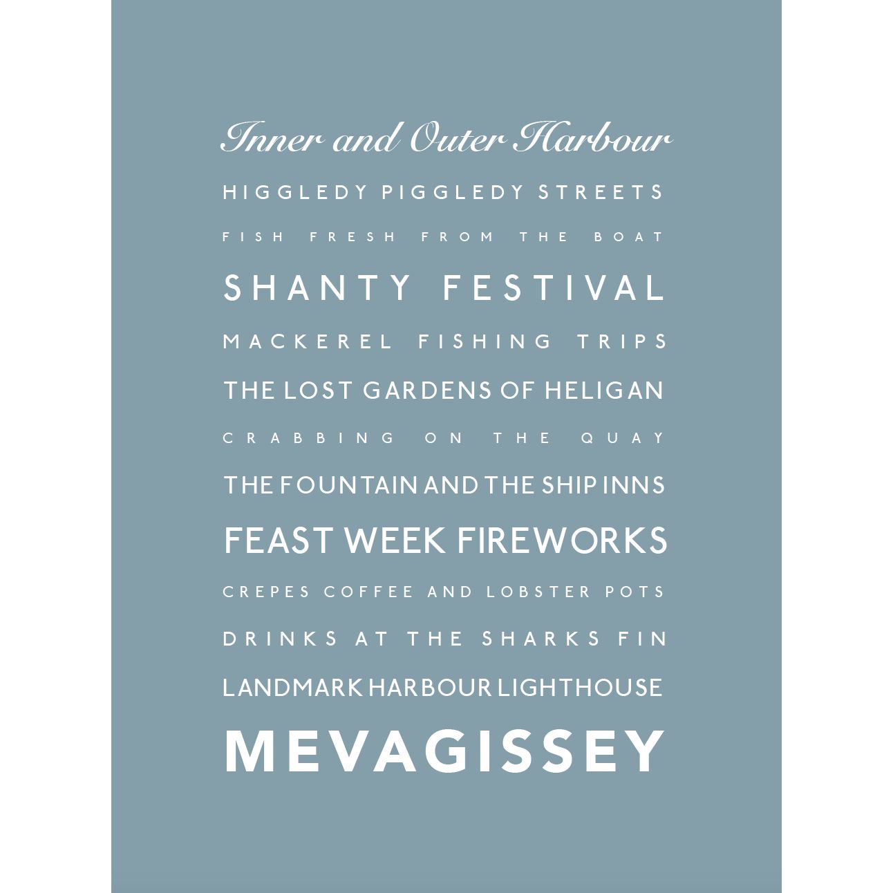 Mevagissey Typographic Print-SeaKisses