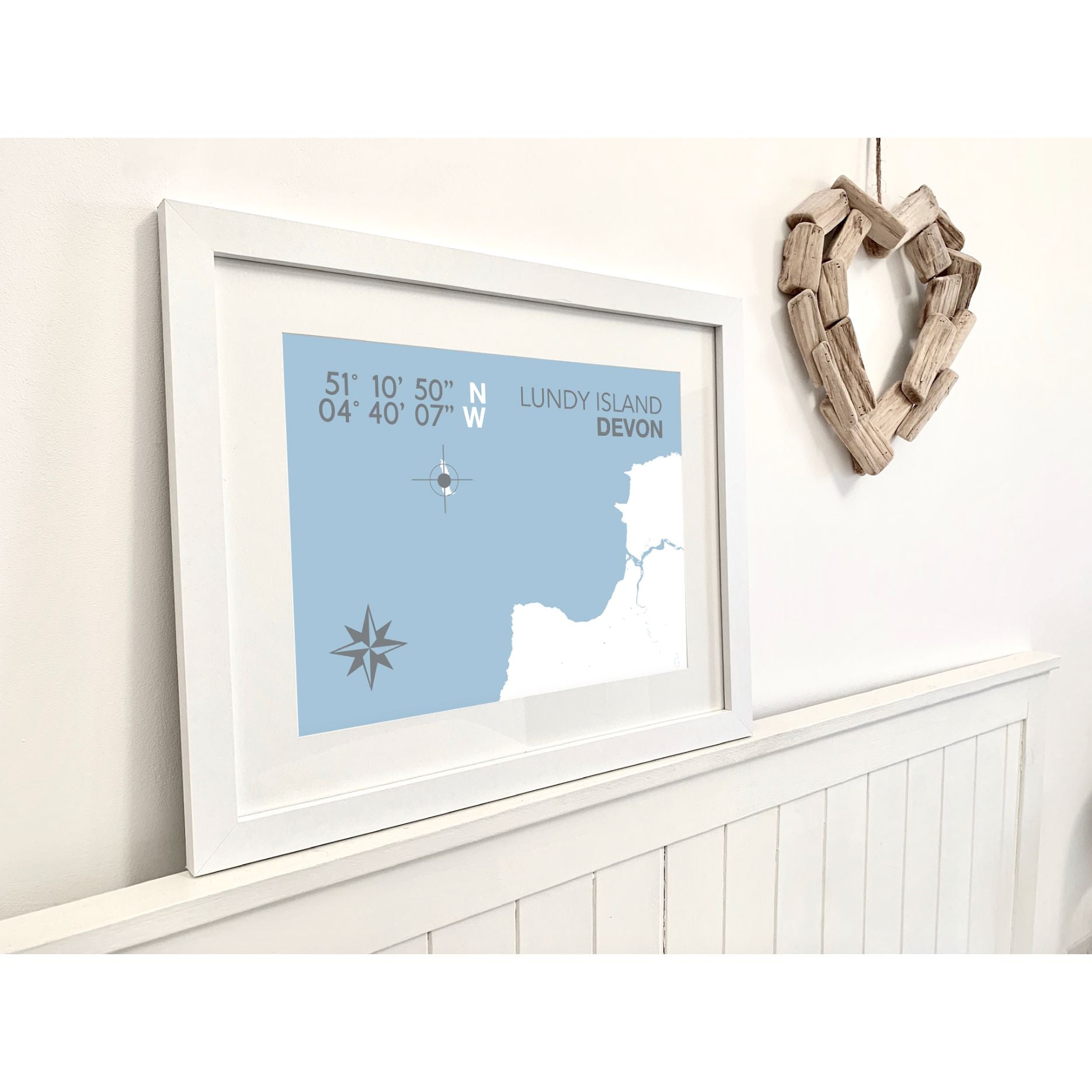 Lundy Island Coastal Map Print-SeaKisses