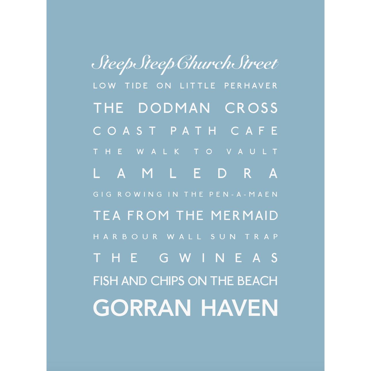 Gorran Haven Typographic Print-SeaKisses