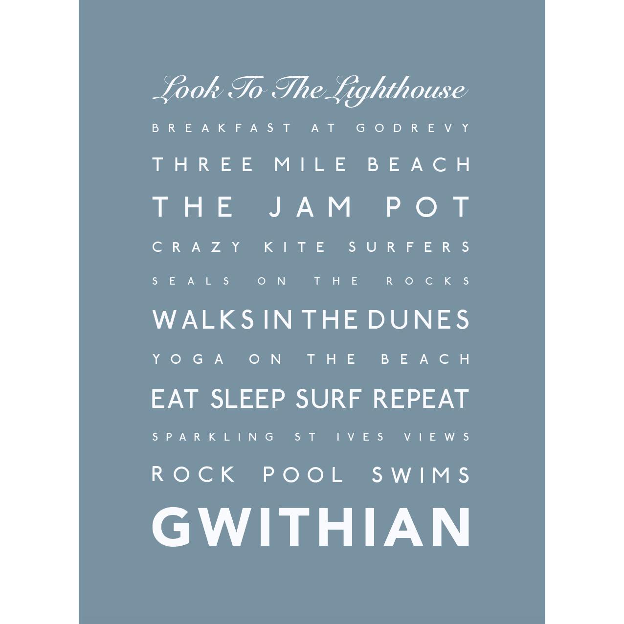 Gwithian Typographic Print-SeaKisses