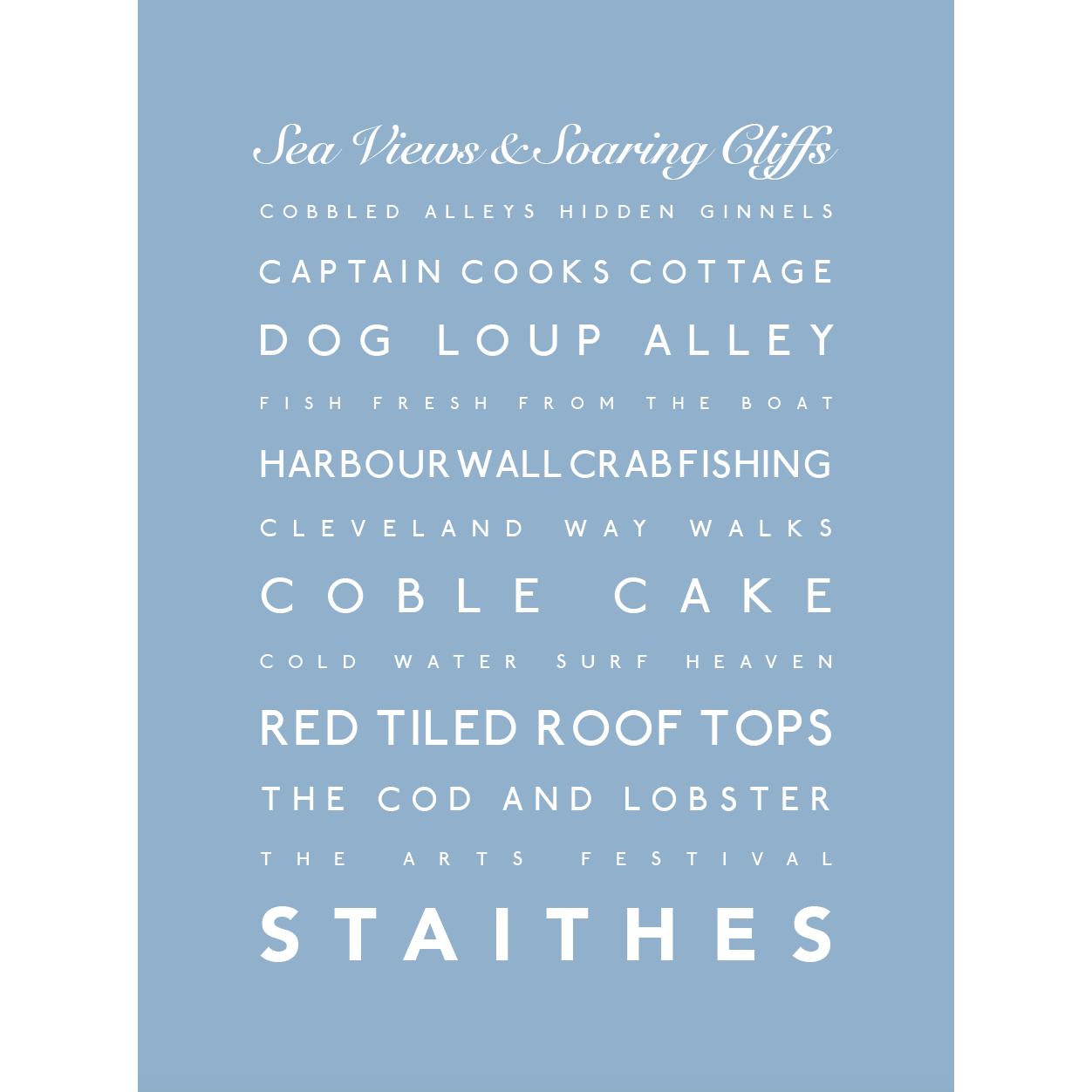 Staithes Typographic Print-SeaKisses