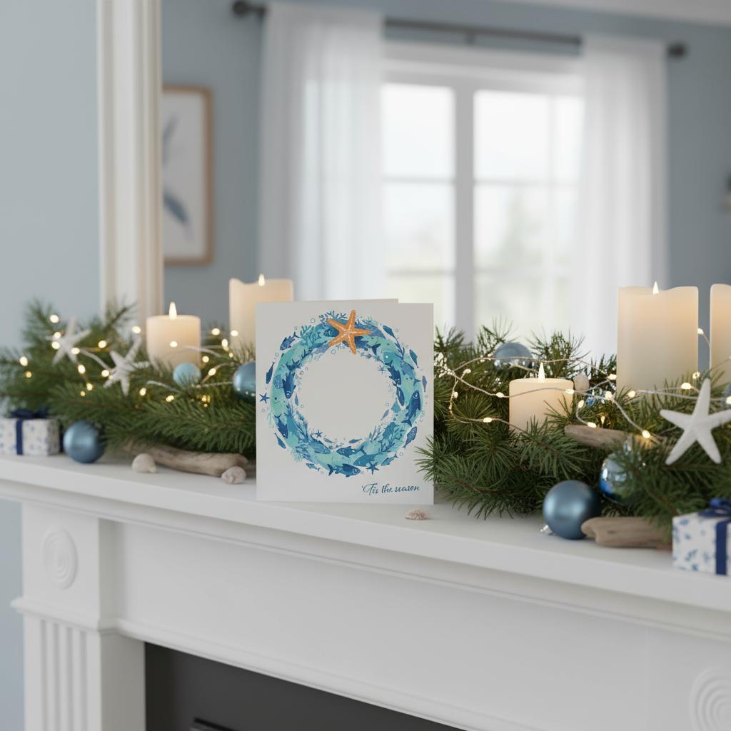 SeaLife Wreath Christmas Card-SeaKisses