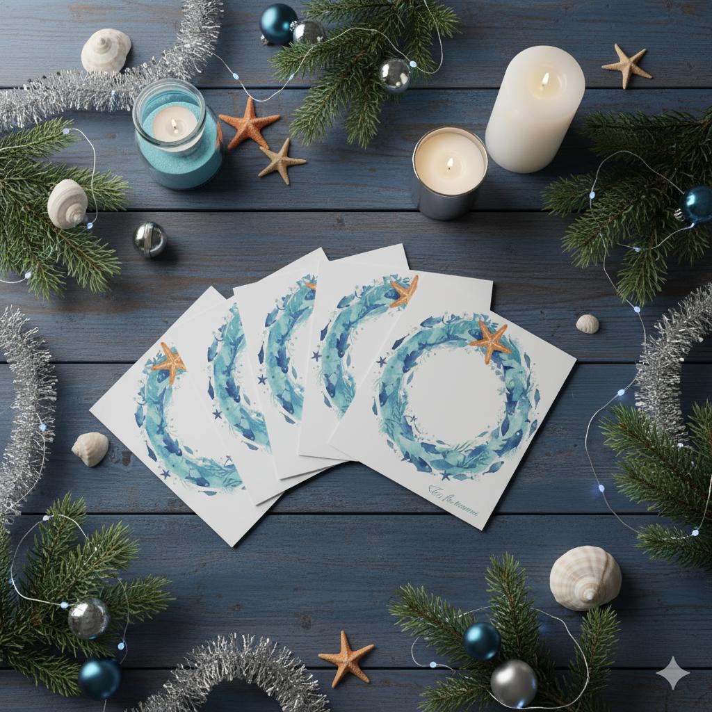 SeaLife Wreath Christmas Card-SeaKisses