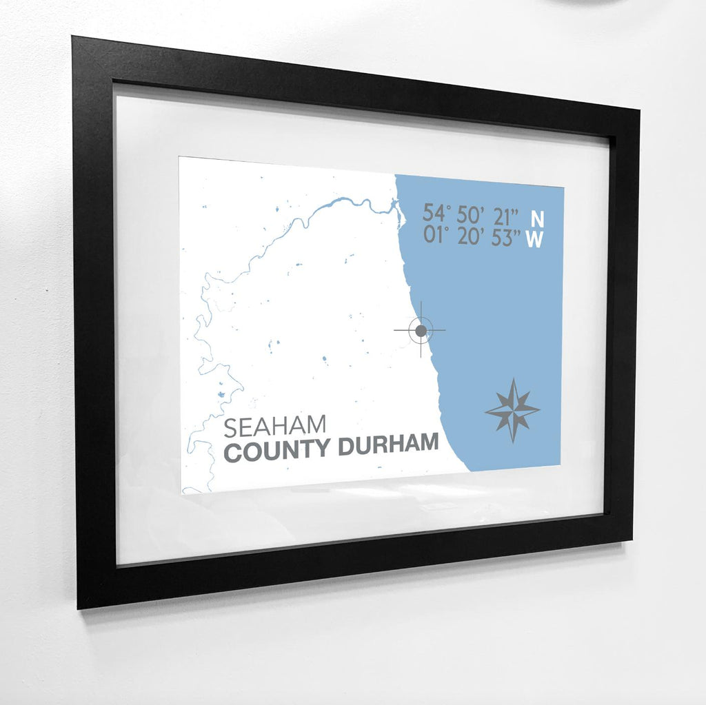 Seaham Coastal Map Print-SeaKisses