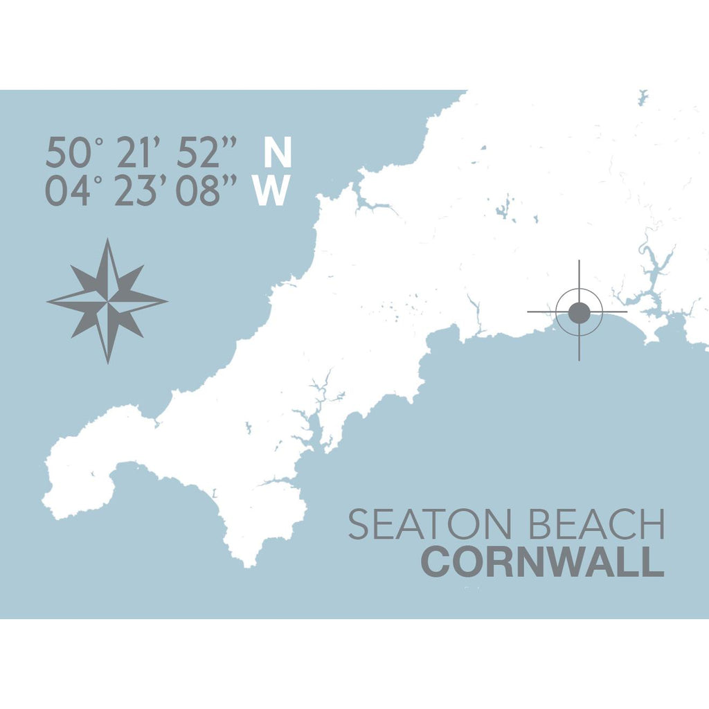 Seaton Beach Coastal Map Print-SeaKisses