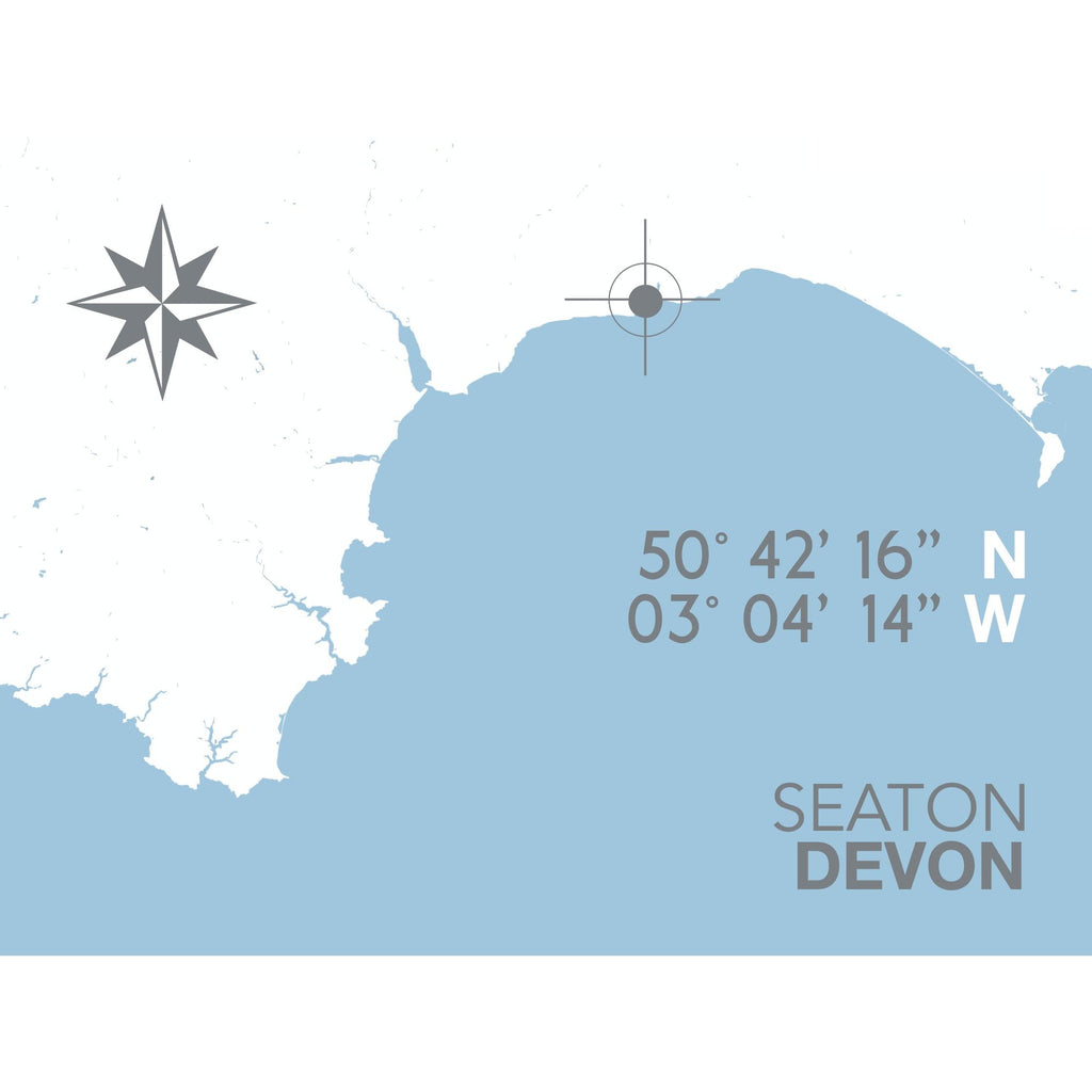Seaton (Devon) Coastal Map Print-SeaKisses