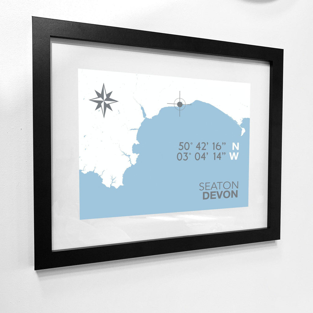 Seaton (Devon) Map Travel Print- Coastal Wall Art /Poster-SeaKisses
