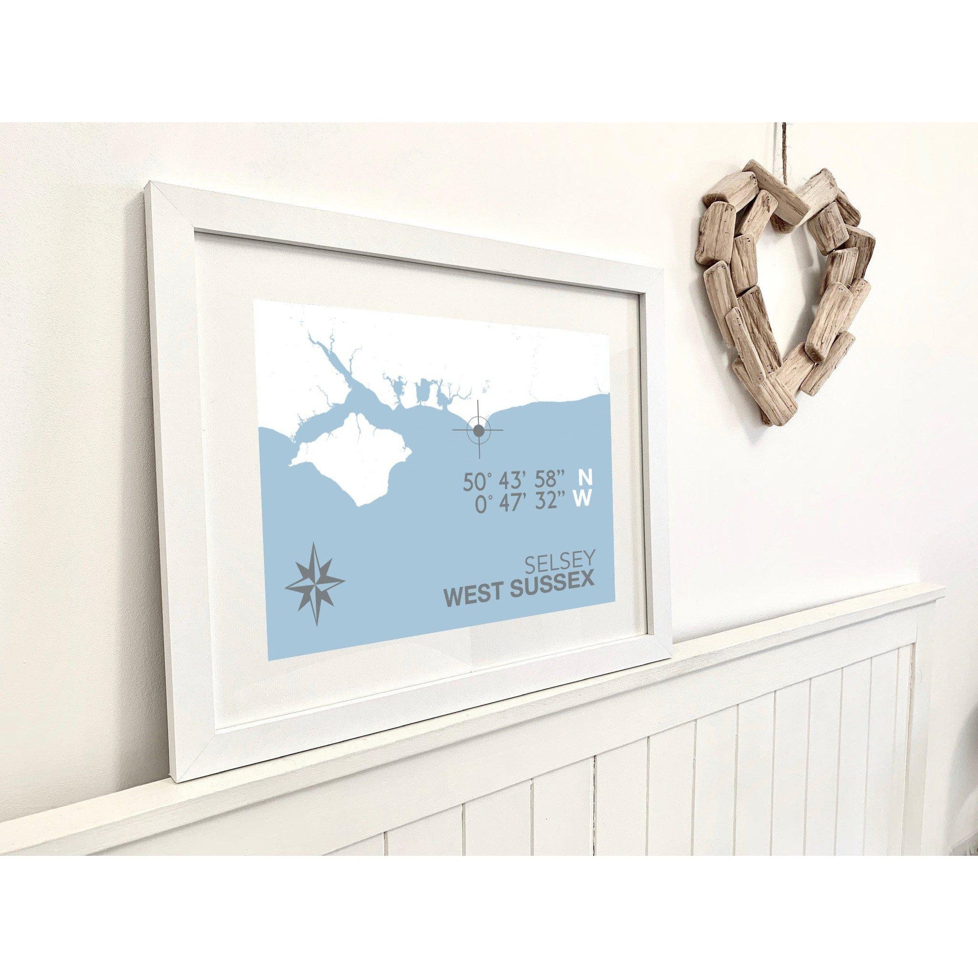 Selsey Coastal Map Print-SeaKisses