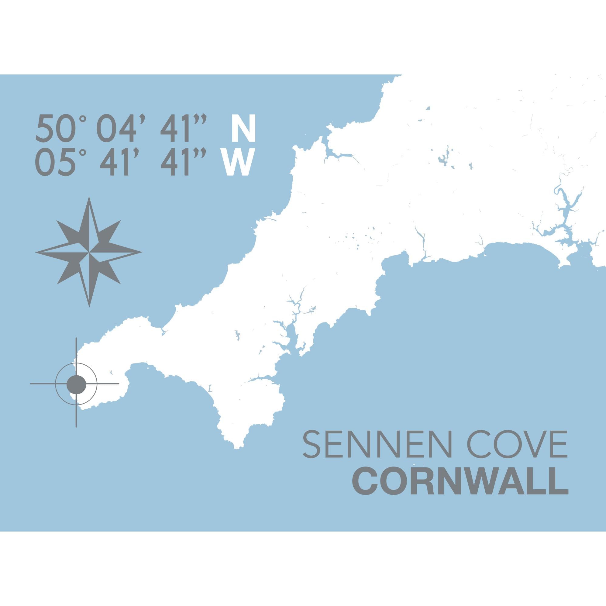 Sennen Cove Coastal Map Print-SeaKisses