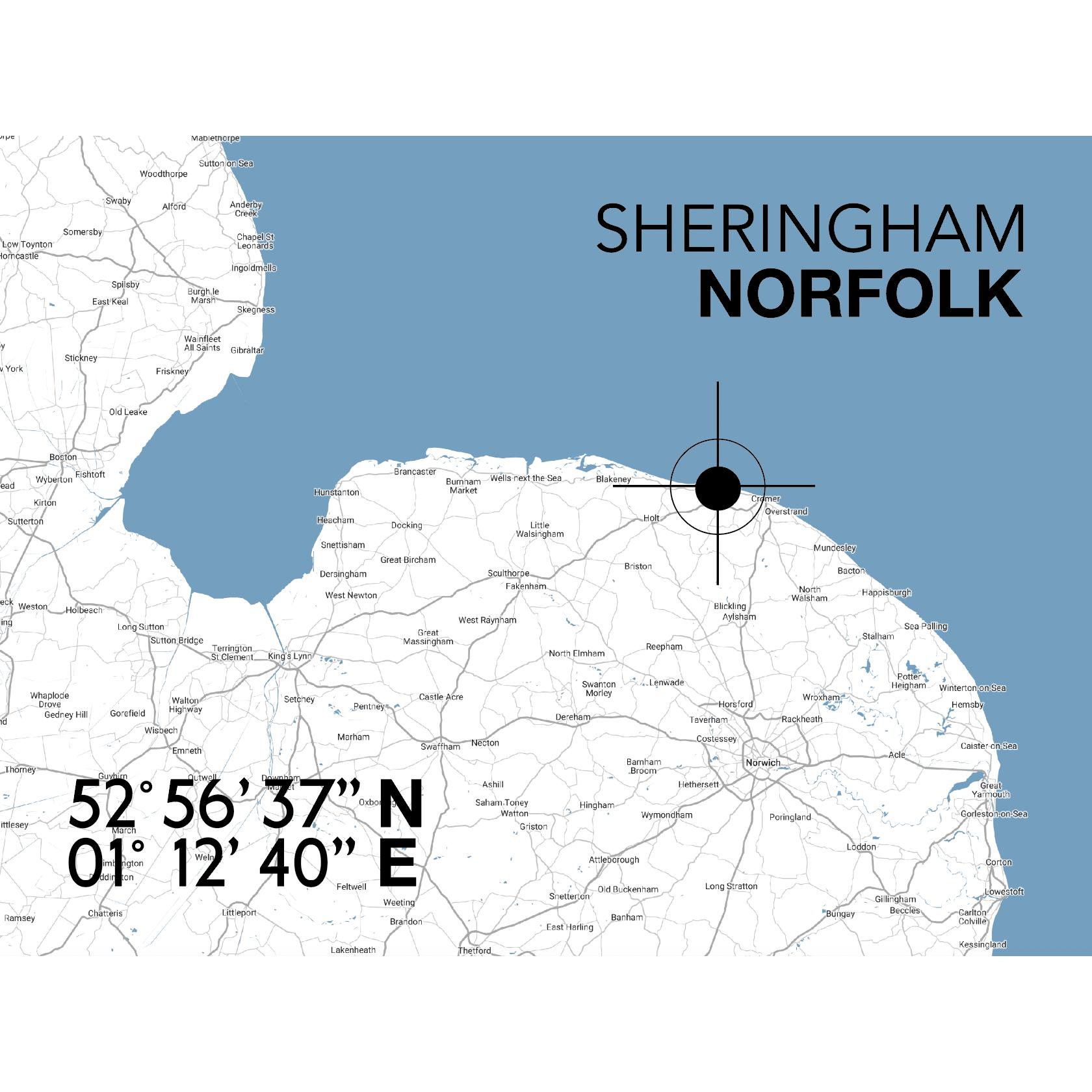 Sheringham Postcode Sheringham Landmark Map Print- Coastal Wall Art /Poster by – SeaKisses