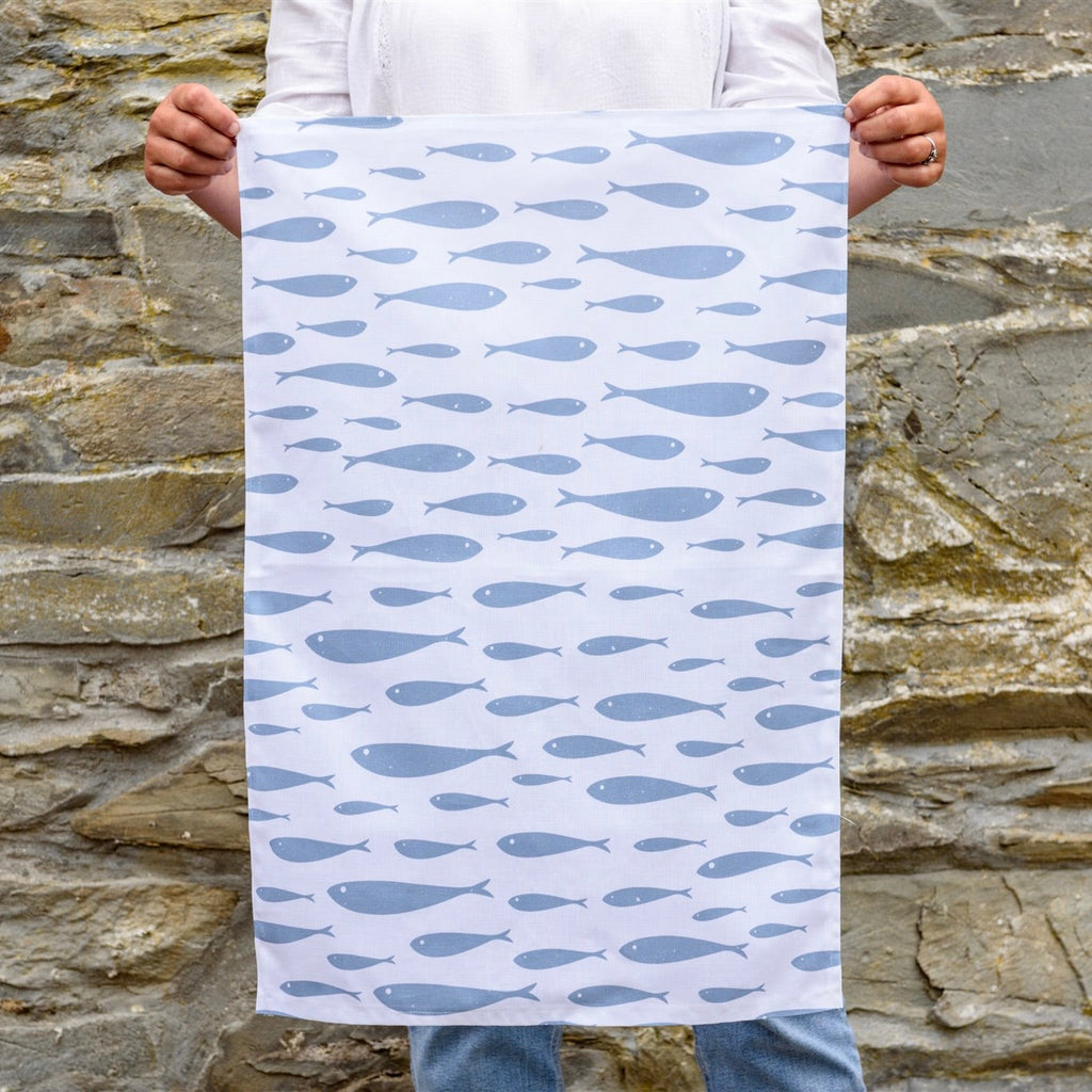 Shoal of Fish Tea Towel - White-SeaKisses