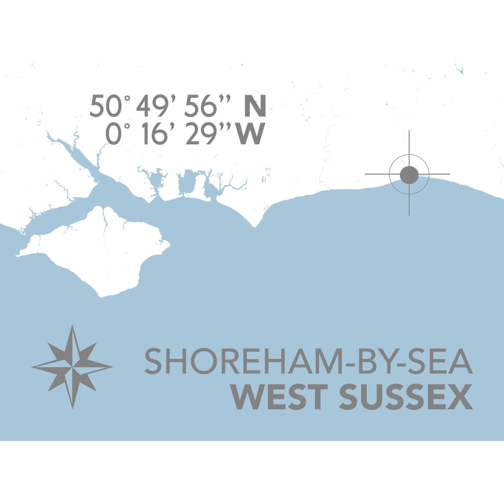 Shoreham-by-Sea Map Travel Print- Coastal Wall Art /Poster-SeaKisses