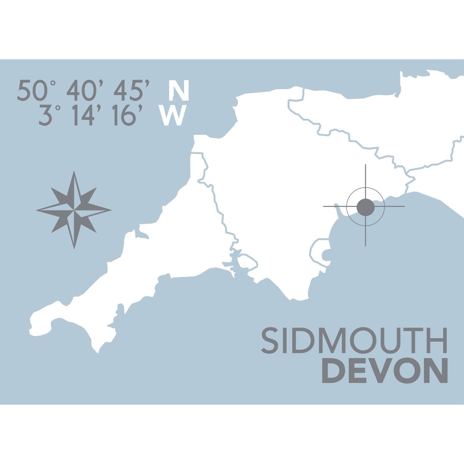 Sidmouth Coastal Map Print-SeaKisses