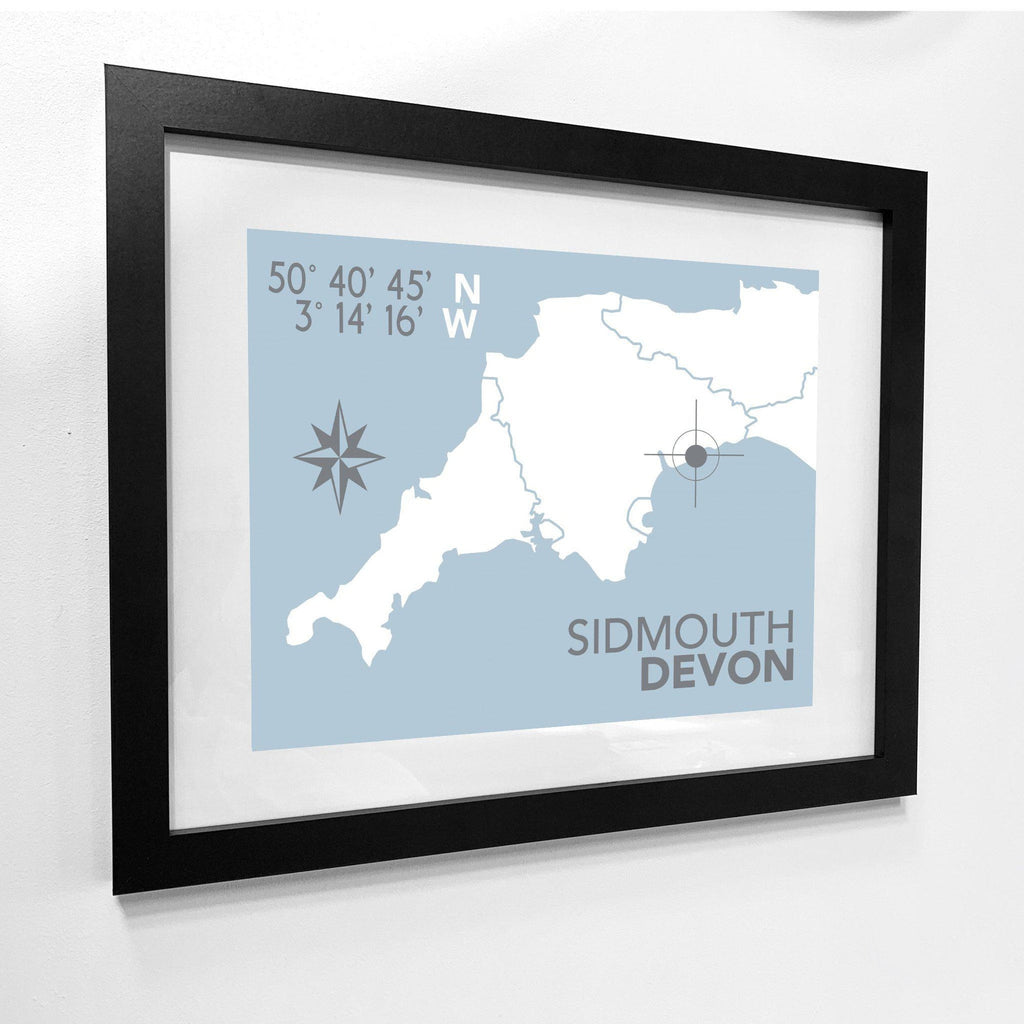 Sidmouth Coastal Map Print-SeaKisses