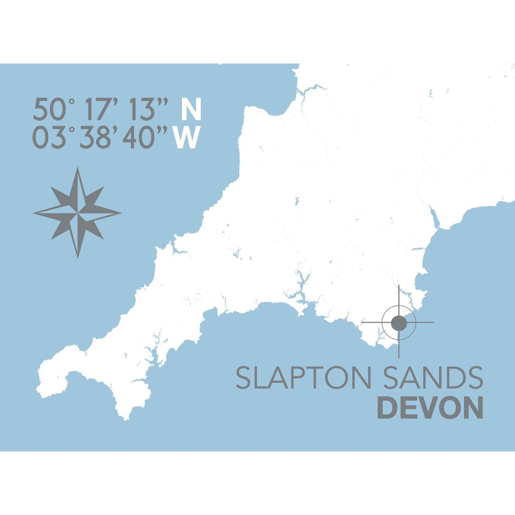 Slapton Sands Map Travel Print- Coastal Wall Art /Poster-SeaKisses