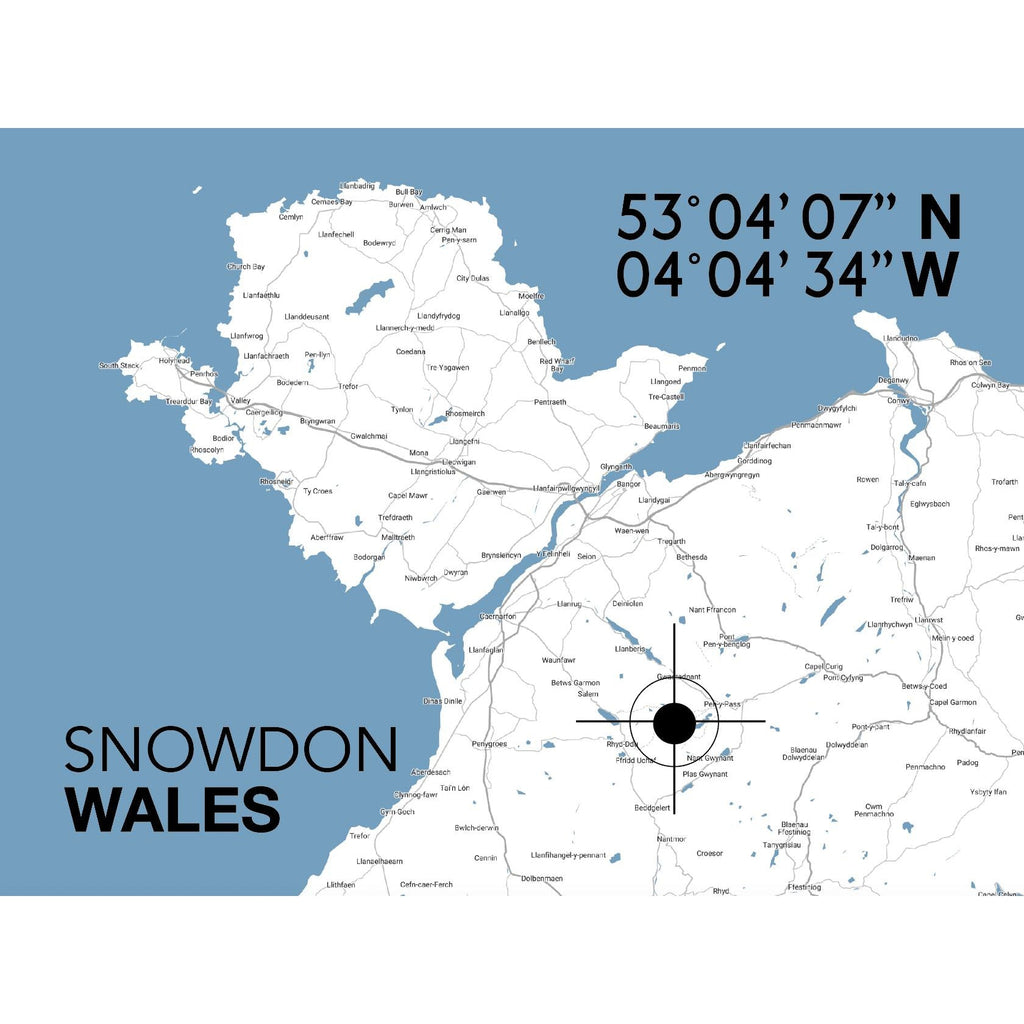Snowdon Map Snowdon Landmark Map Seaside Print - Coastal Wall Art – SeaKisses