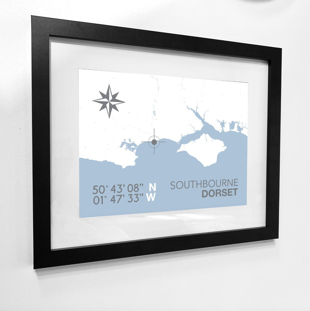 Southbourne Map Travel Print- Coastal Wall Art /Poster-SeaKisses