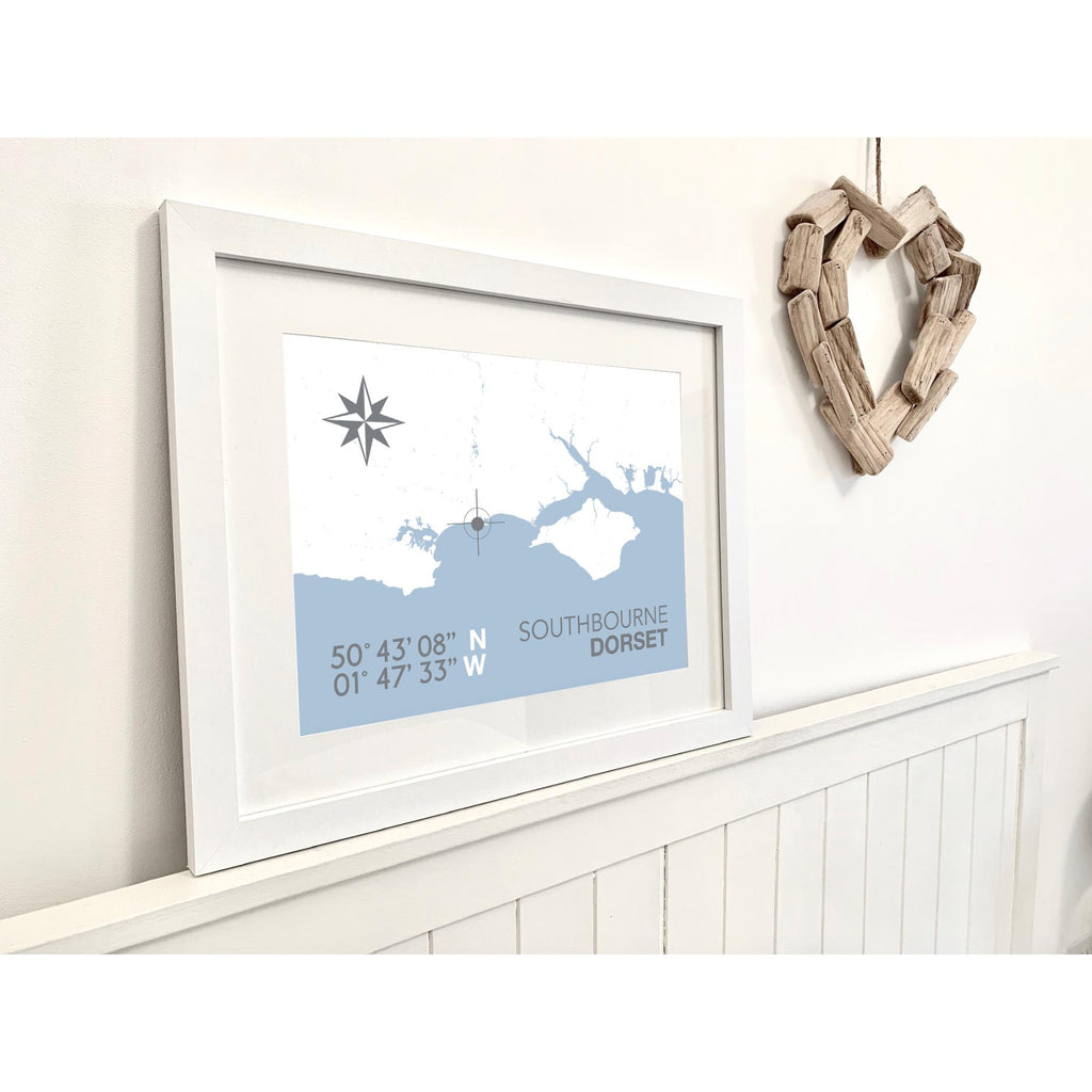 Southbourne Map Travel Print- Coastal Wall Art /Poster-SeaKisses