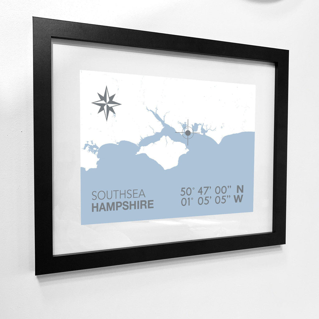 Southsea Map Travel Print- Coastal Wall Art /Poster-SeaKisses