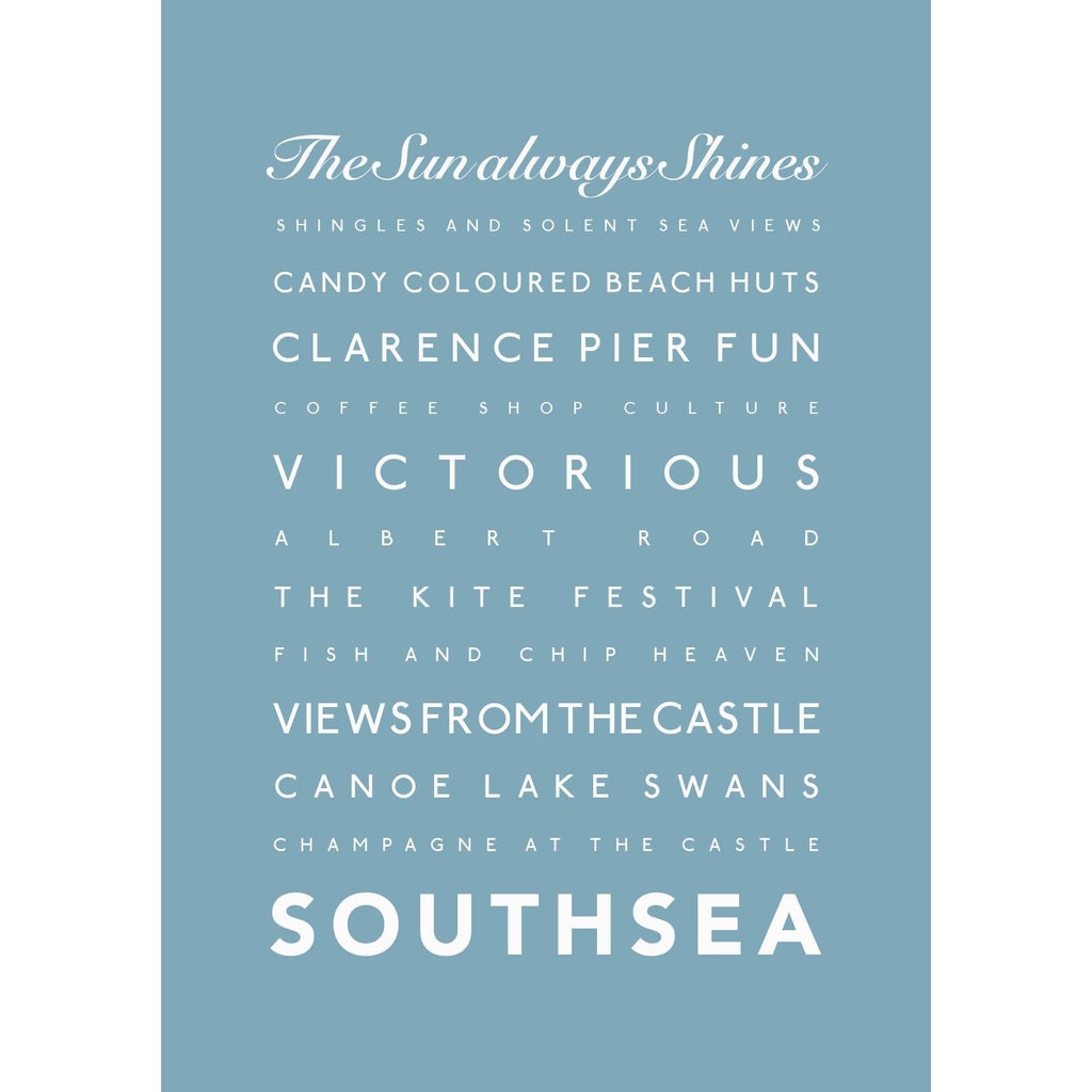 Southsea Typographic Travel Print- Coastal Wall Art /Poster-SeaKisses