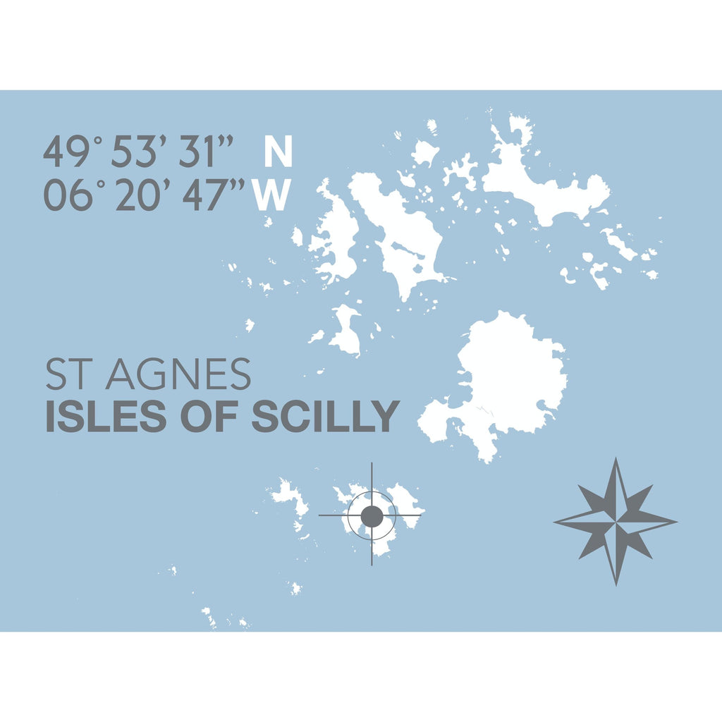 St Agnes, Isles of Scilly Coastal Map Print-SeaKisses