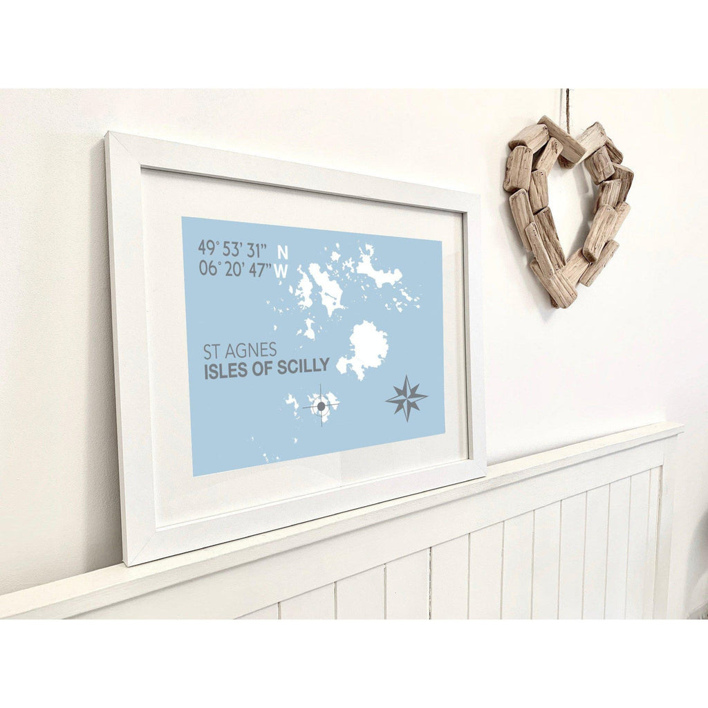 St Agnes, Isles of Scilly Map Travel Print- Coastal Wall Art /Poster-SeaKisses