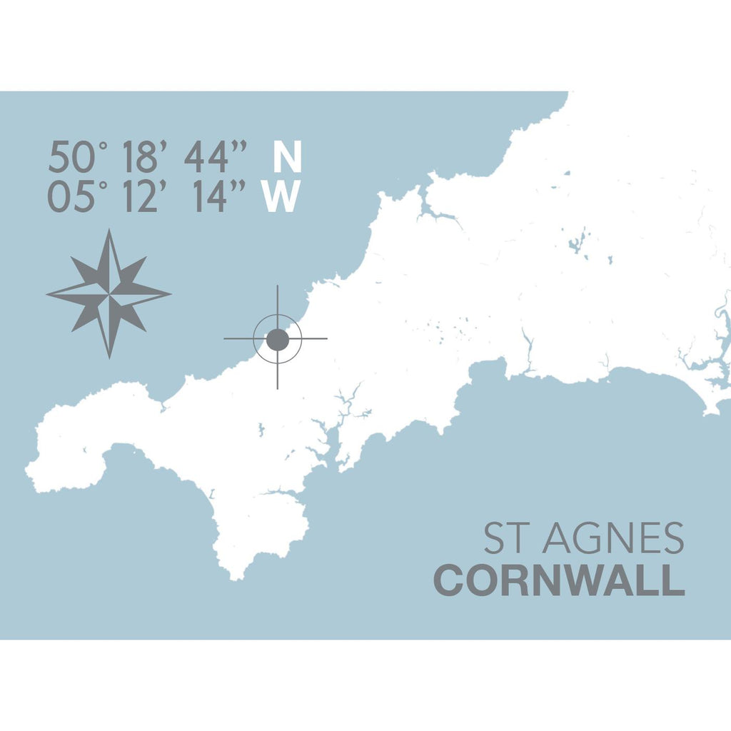 St Agnes Coastal Map Print-SeaKisses