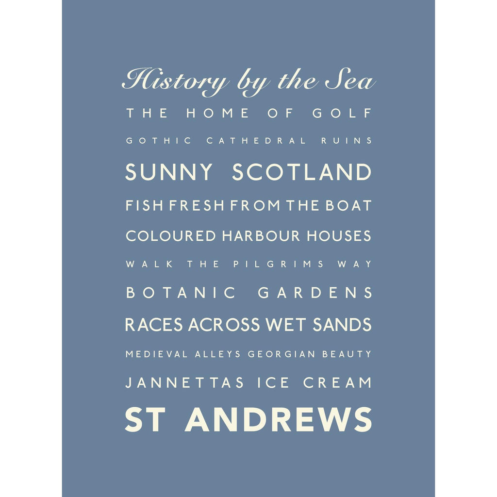 St Andrews Typographic Travel Print- Coastal Wall Art /Poster-SeaKisses