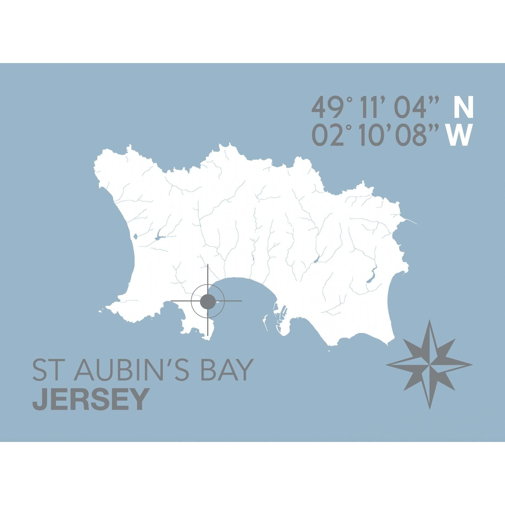 St Aubin's Bay Coastal Map Print-SeaKisses