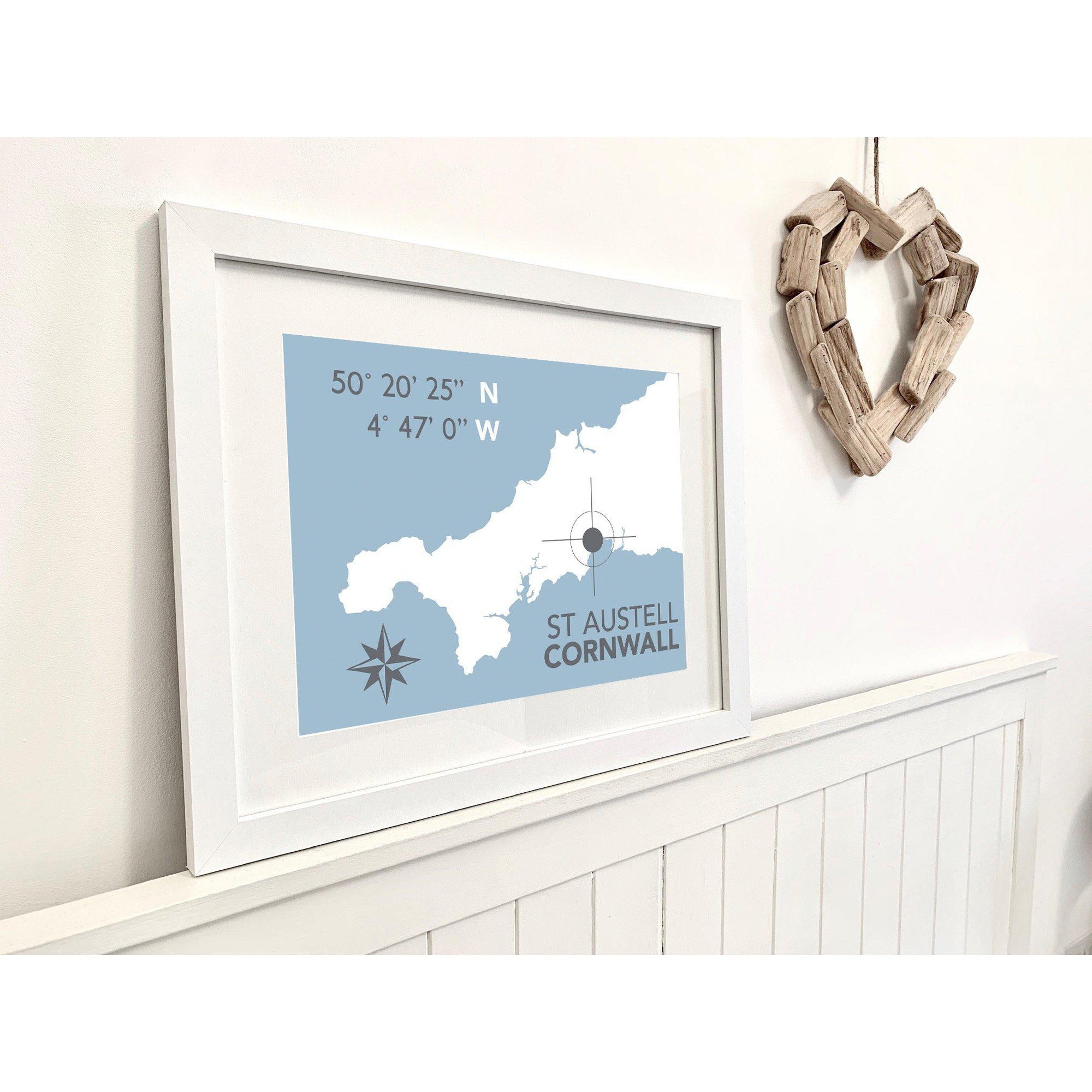 St Austell Coastal Map Print-SeaKisses