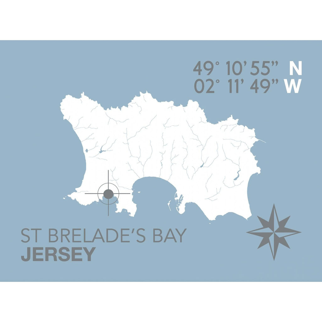 St Brelade's Bay Map Travel Print- Coastal Wall Art /Poster-SeaKisses