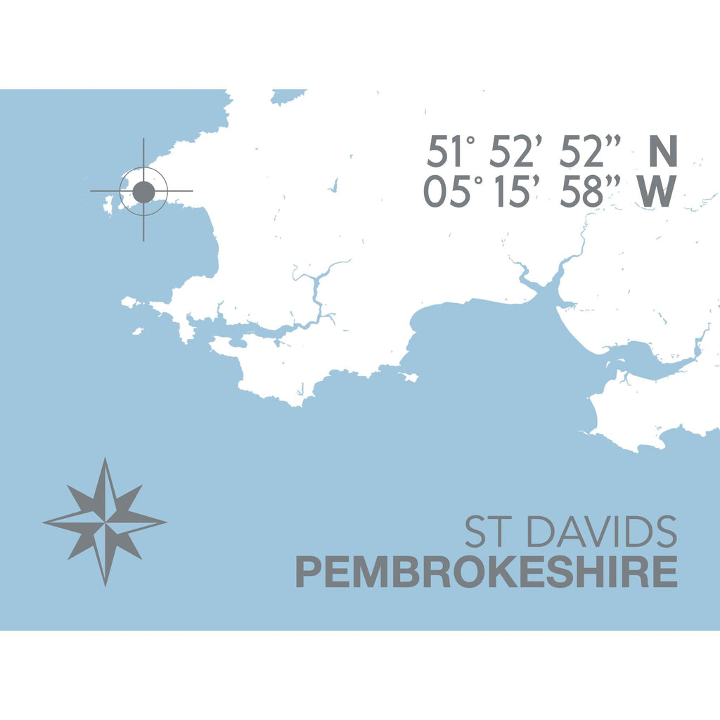 St Davids Coastal Map Print-SeaKisses