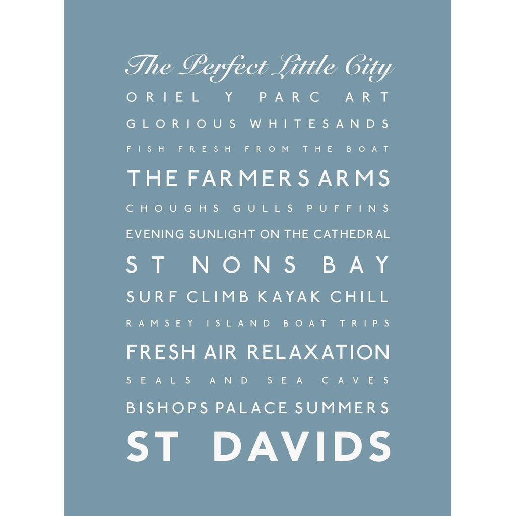 St Davids Typographic Travel Print - Coastal Wall Art /Poster-SeaKisses