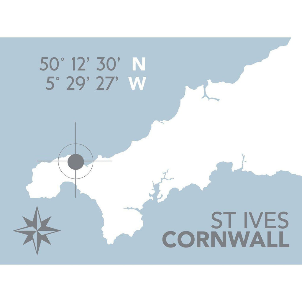 St Ives Map Print- Coastal Wall Art /Poster-SeaKisses