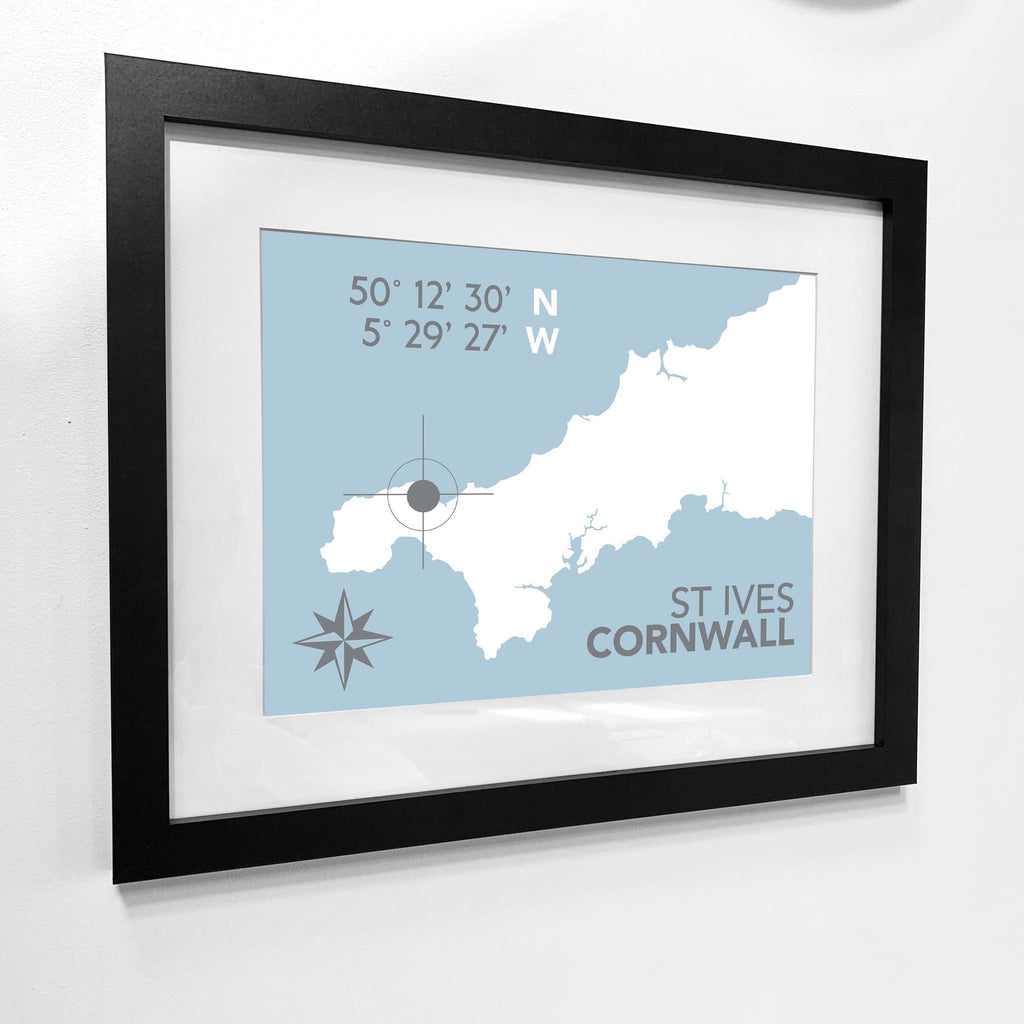 St Ives Coastal Map Print-SeaKisses