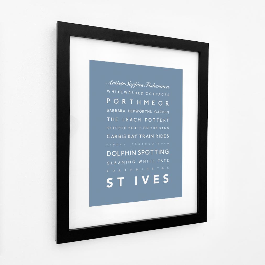 St Ives Typographic Travel Print- Coastal Wall Art /Poster-SeaKisses